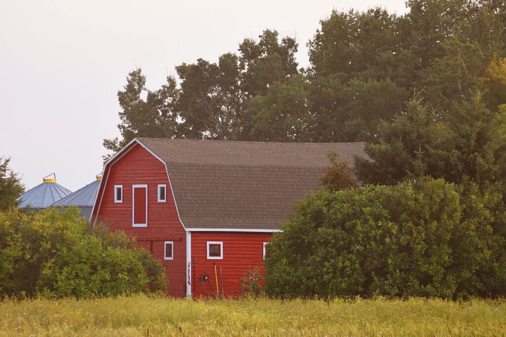 Gambrel barn roofs are two-sided roofs with symmetrical slopes on either side.